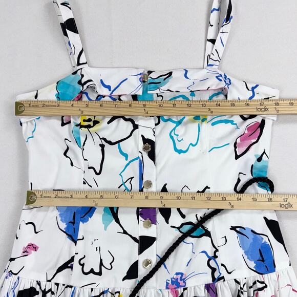 Karl Lagerfield Women's Artsy Maximalist Midi Dress Size 10 White Rainbow - Picture 14 of 16